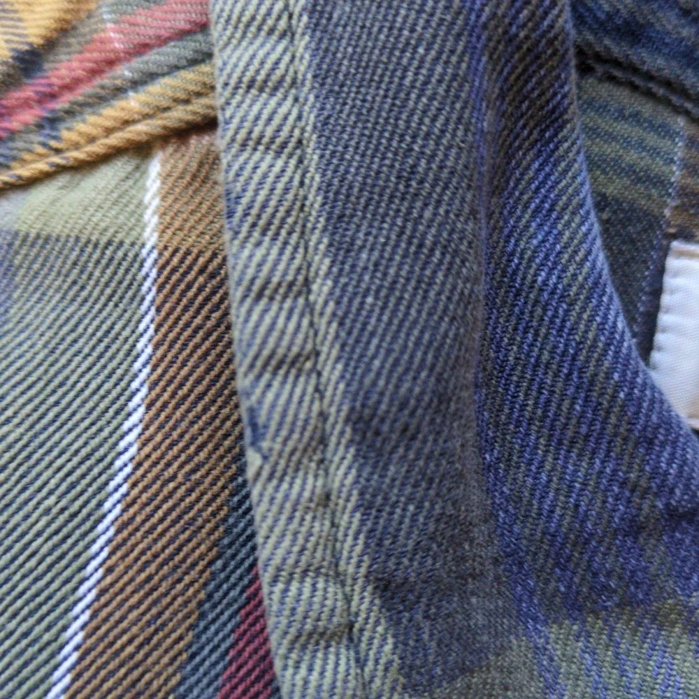Vtg 90s Banana Republic Plaid Button Down Shirt Blue Green Tan Grunge Large